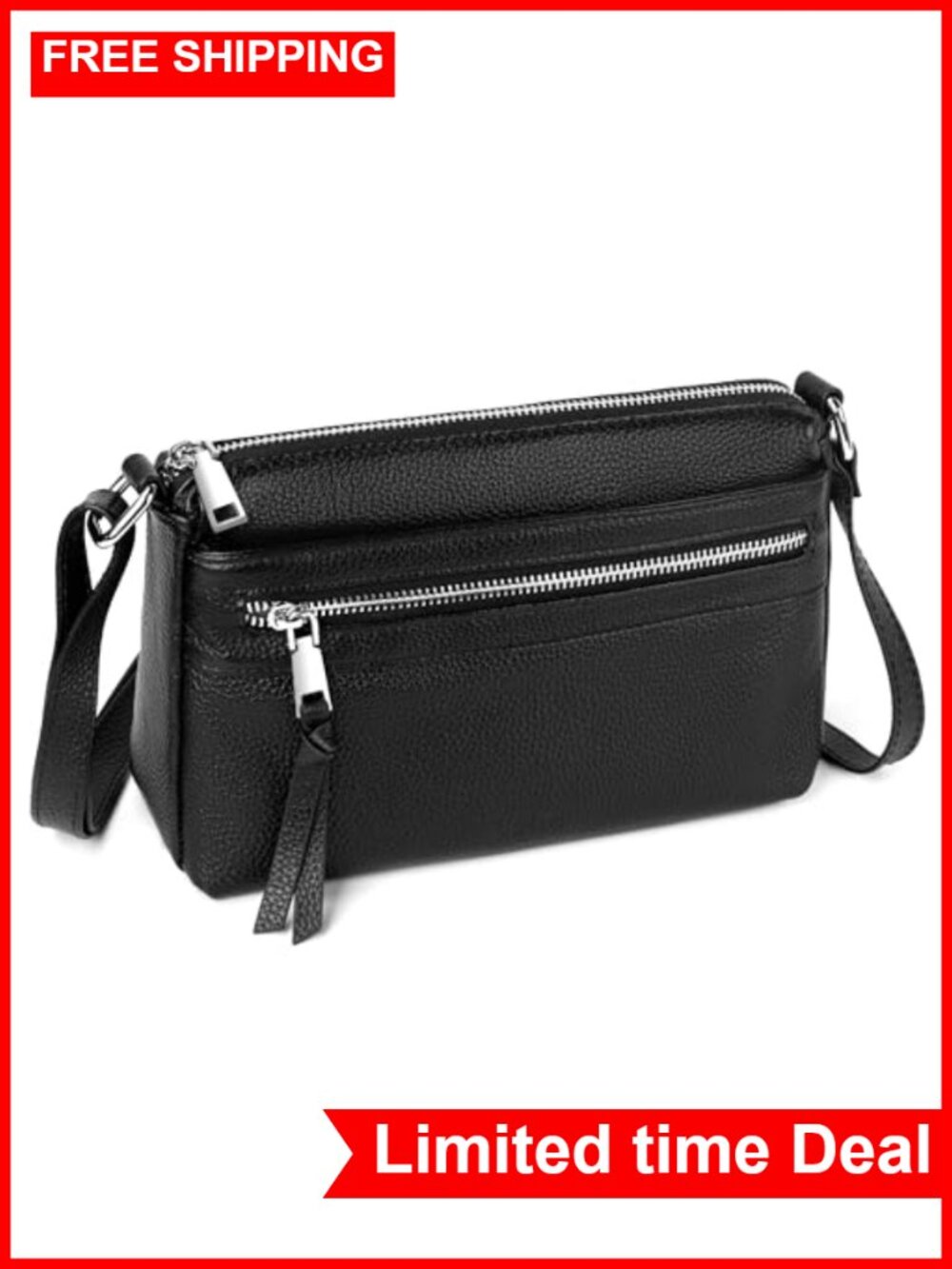 Genuine Leather Crossbody Bag RFID Small Purse Adjustable Strap Travel
